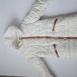 Kids White and Brown Winter Jacket